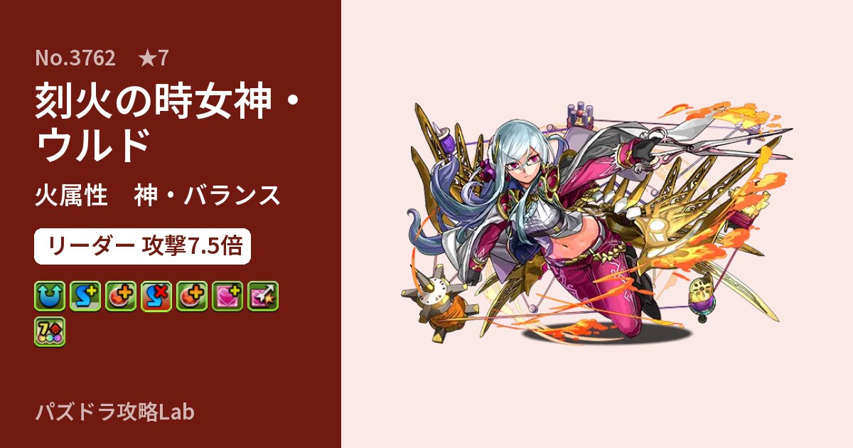 【パズドラ】刻火の時女神・ウルドの性能・覚醒・スキルのアイキャッチ