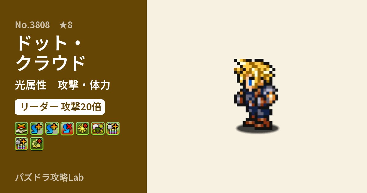 【パズドラ】ドット・クラウドの性能・覚醒・スキルのアイキャッチ