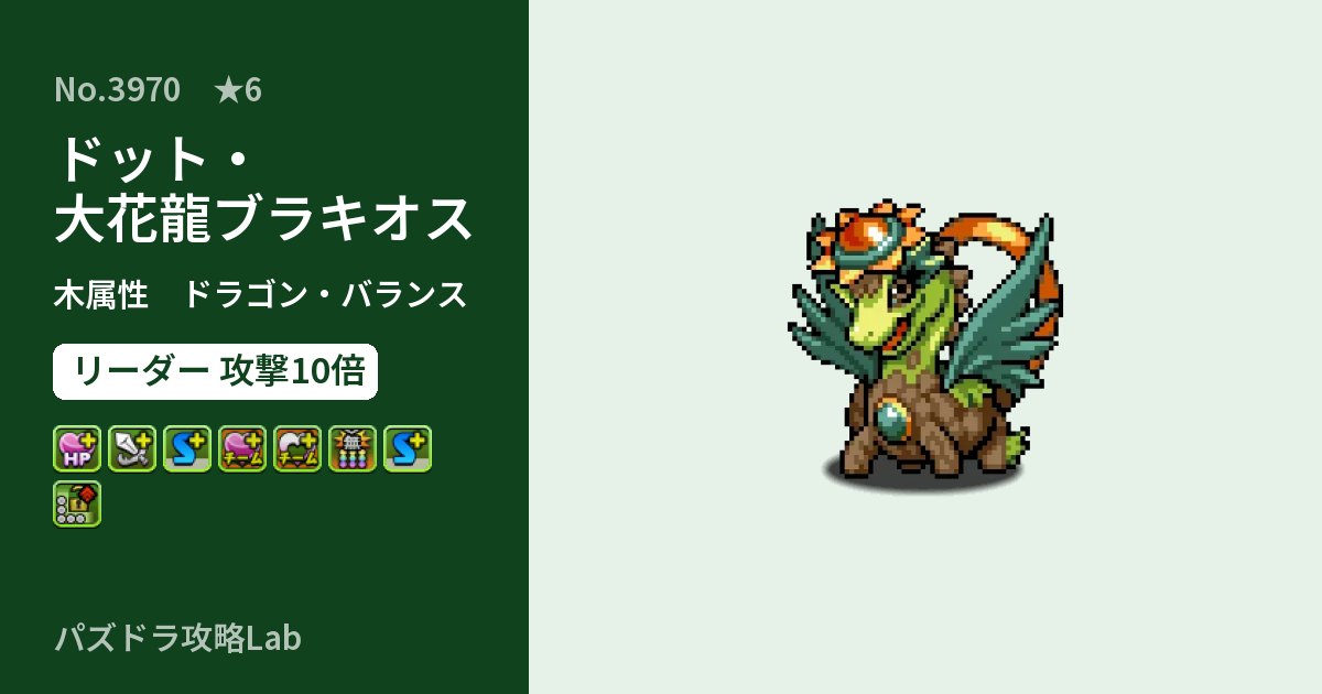 【パズドラ】ドット・大花龍ブラキオスの性能・覚醒・スキルのアイキャッチ