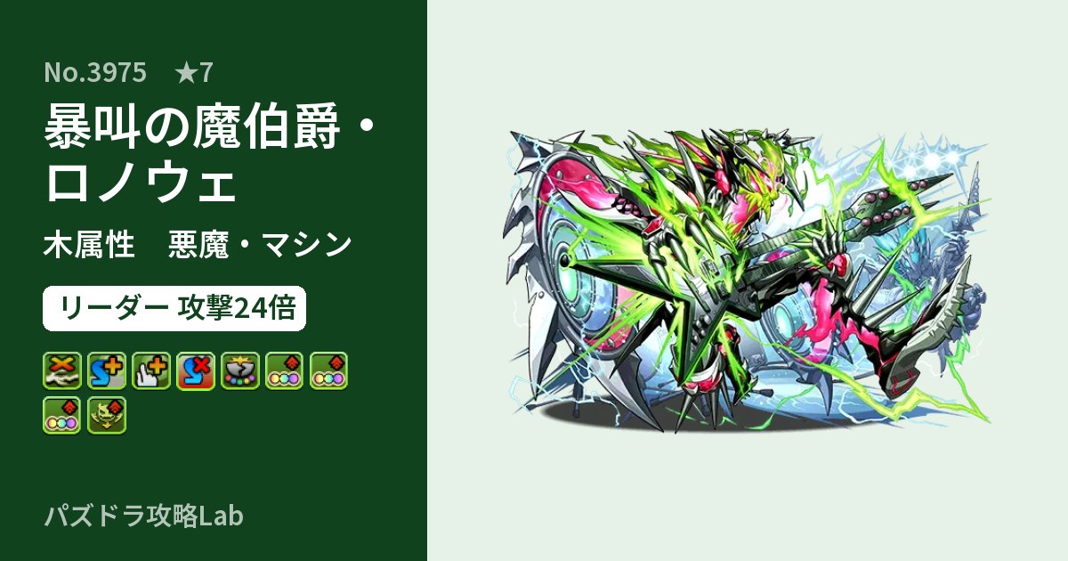 【パズドラ】暴叫の魔伯爵・ロノウェの性能・覚醒・スキルのアイキャッチ