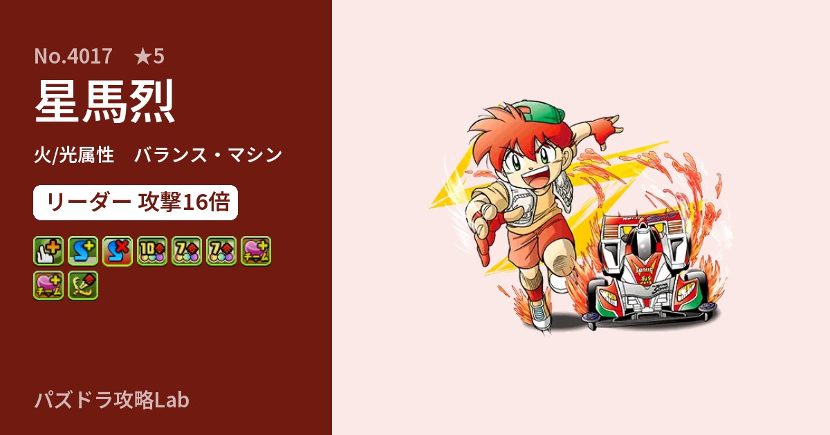【パズドラ】星馬烈の性能・覚醒・スキルのアイキャッチ