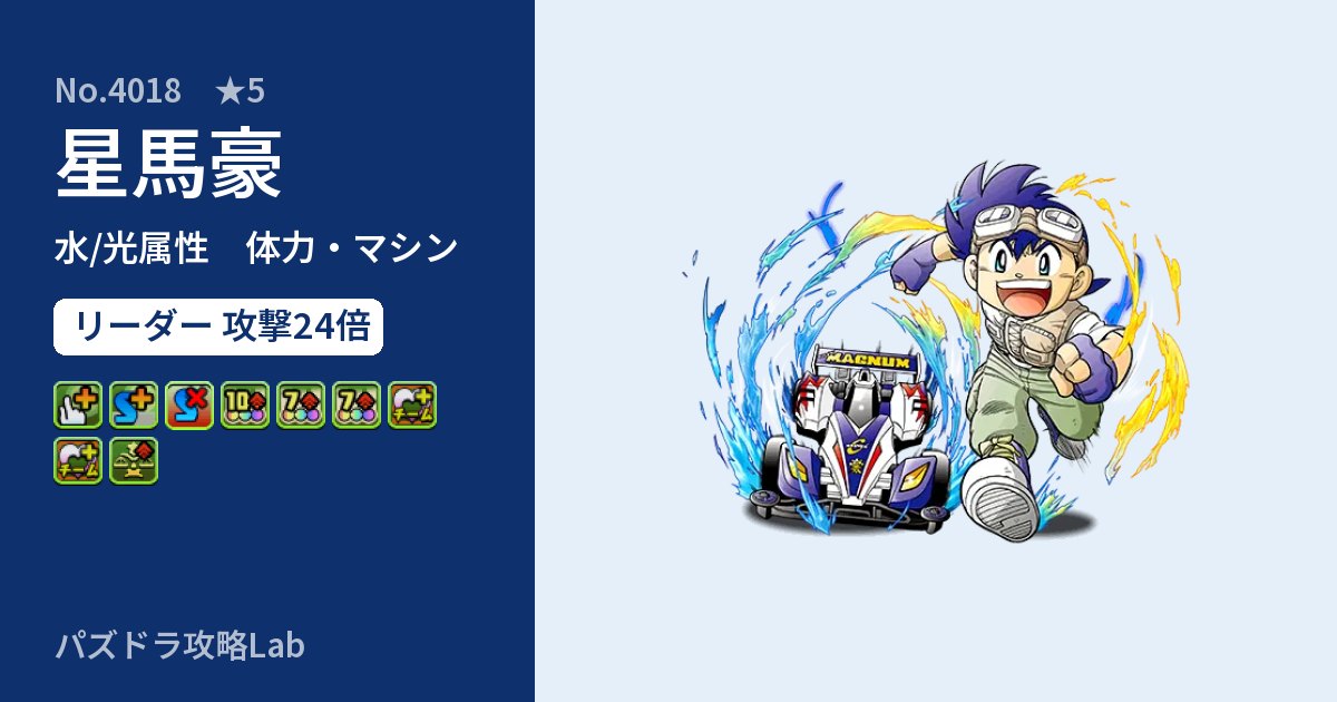 【パズドラ】星馬豪の性能・覚醒・スキルのアイキャッチ
