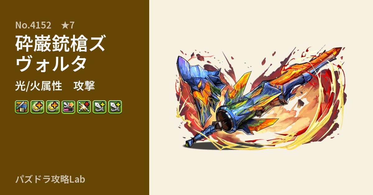 【パズドラ】砕巌銃槍ズヴォルタの性能・覚醒・スキルのアイキャッチ