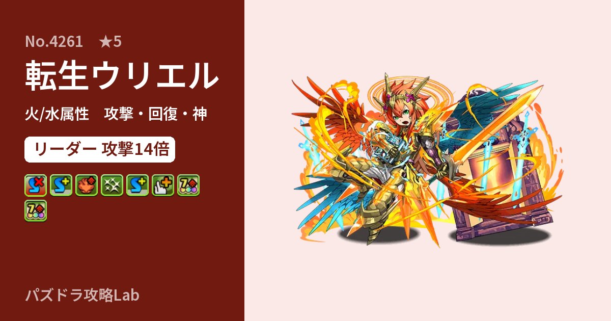 【パズドラ】転生ウリエルの性能・覚醒・スキルのアイキャッチ