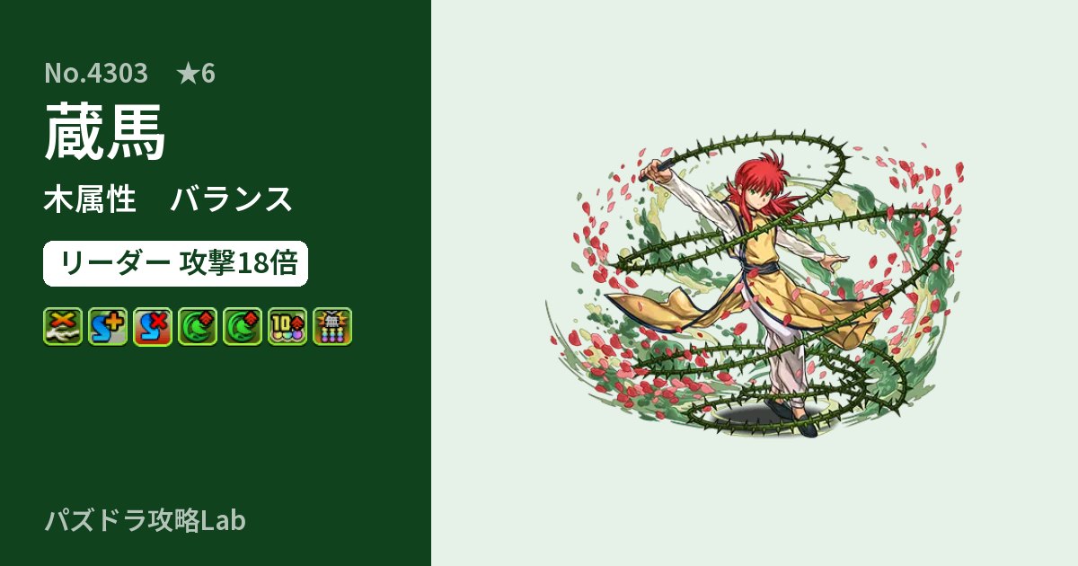 【パズドラ】蔵馬の性能・覚醒・スキルのアイキャッチ