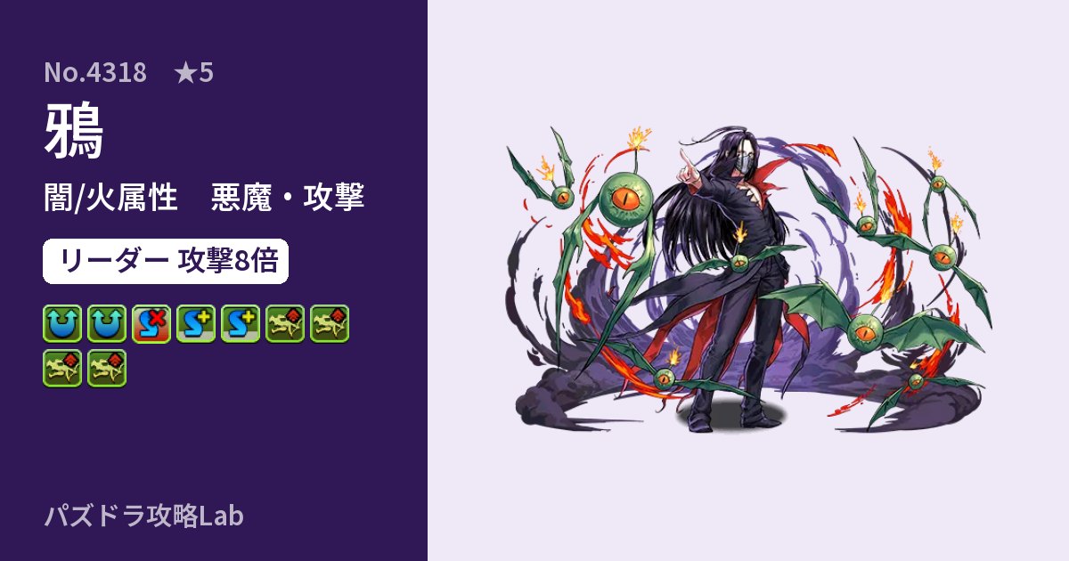 【パズドラ】鴉の性能・覚醒・スキルのアイキャッチ