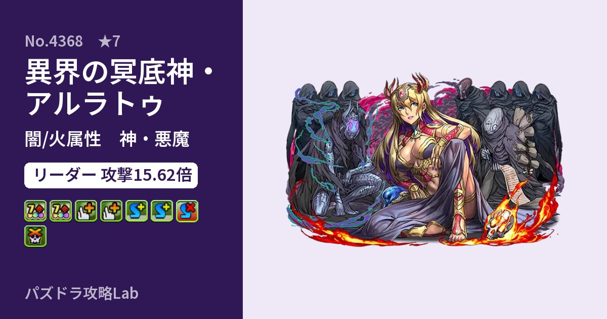 【パズドラ】異界の冥底神・アルラトゥの性能・覚醒・スキルのアイキャッチ