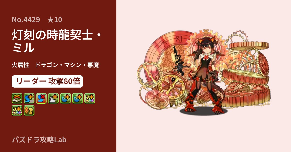 【パズドラ】灯刻の時龍契士・ミルの性能・覚醒・スキルのアイキャッチ