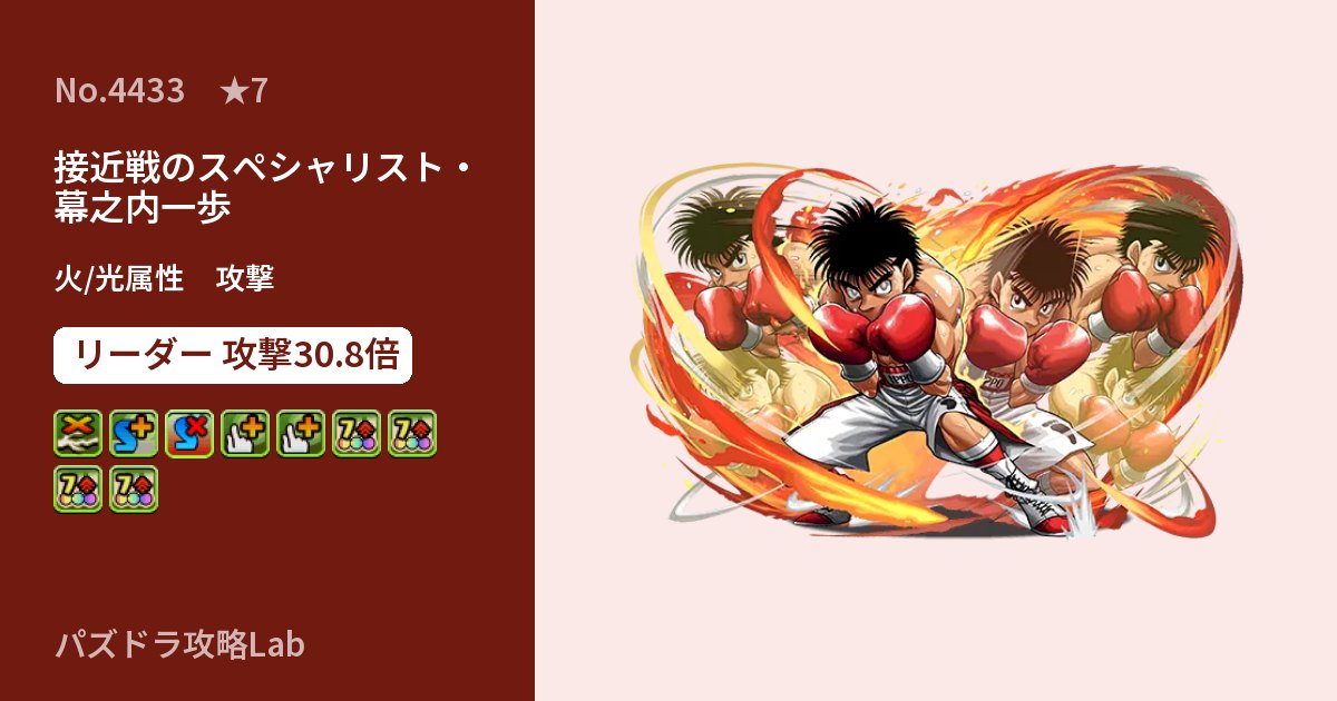 【パズドラ】接近戦のスペシャリスト・幕之内一歩の性能・覚醒・スキルのアイキャッチ