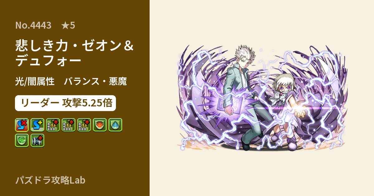 【パズドラ】悲しき力・ゼオン&デュフォーの性能・覚醒・スキルのアイキャッチ