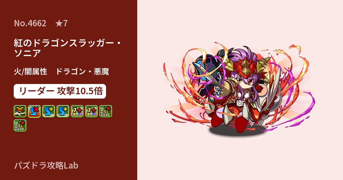【パズドラ】紅のドラゴンスラッガー・ソニアの性能・覚醒・スキルのアイキャッチ