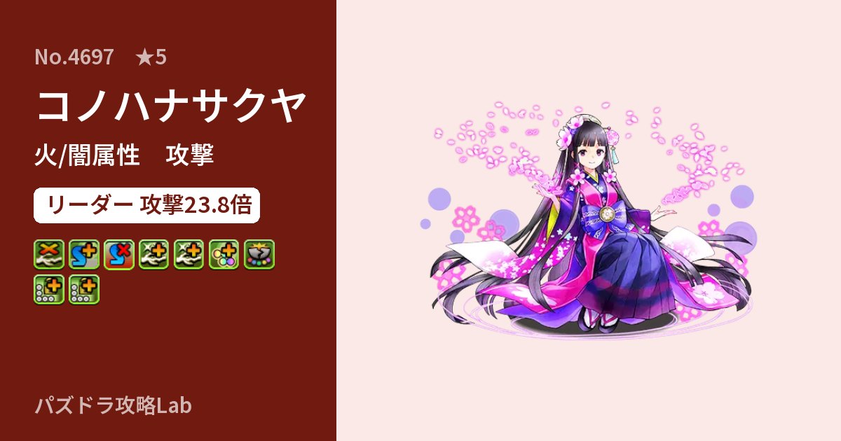 【パズドラ】コノハナサクヤの性能・覚醒・スキルのアイキャッチ