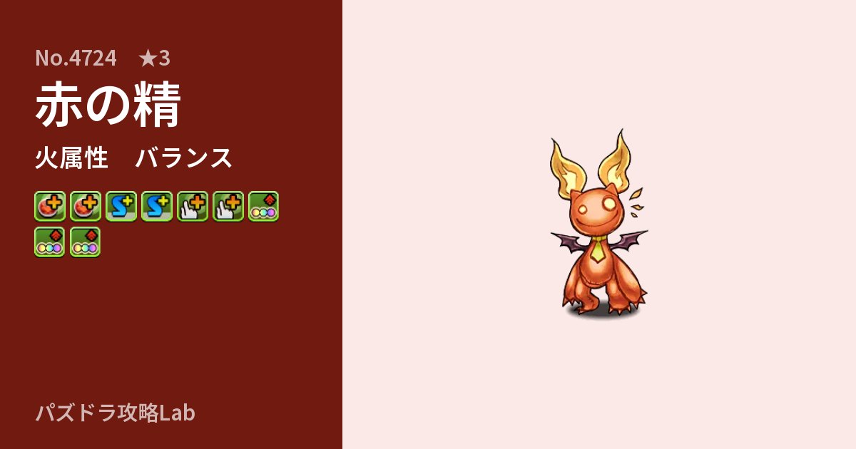 【パズドラ】赤の精の性能・覚醒・スキルのアイキャッチ