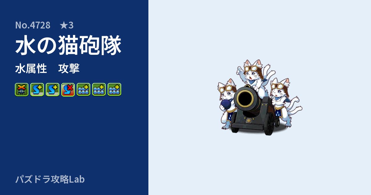 【パズドラ】水の猫砲隊の性能・覚醒・スキルのアイキャッチ