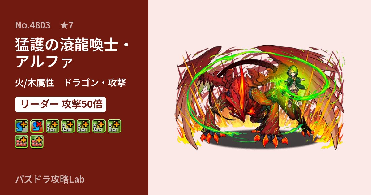 【パズドラ】猛護の滾龍喚士・アルファの性能・覚醒・スキルのアイキャッチ