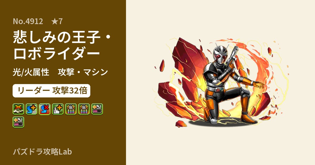 【パズドラ】悲しみの王子・ロボライダーの性能・覚醒・スキルのアイキャッチ