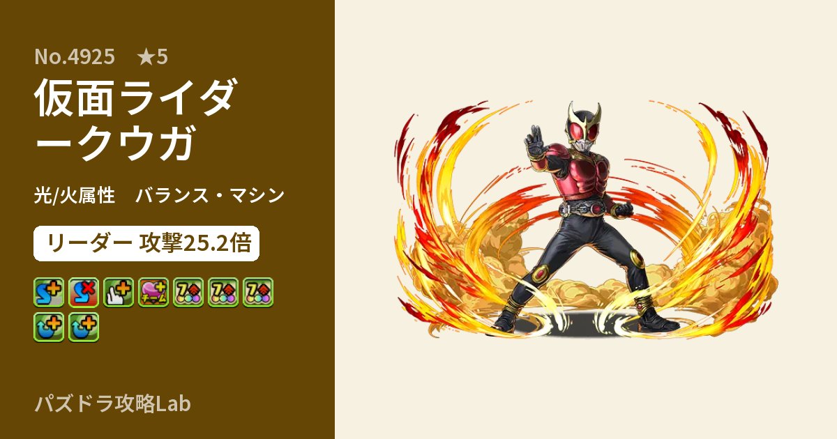 【パズドラ】仮面ライダークウガの性能・覚醒・スキルのアイキャッチ
