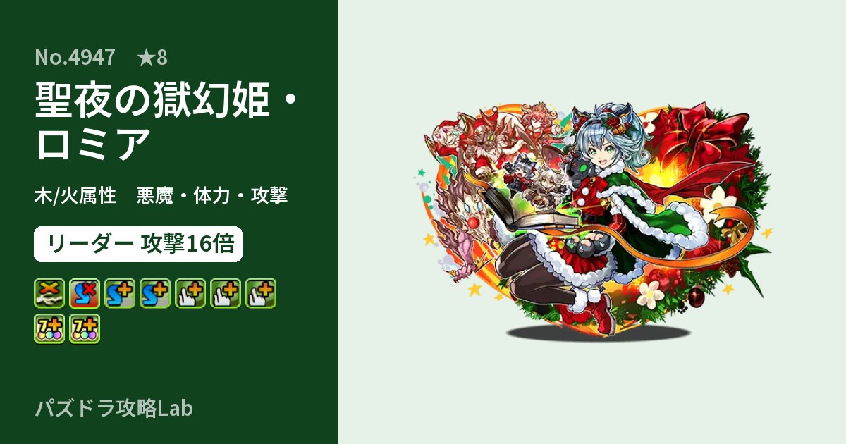 【パズドラ】聖夜の獄幻姫・ロミアの性能・覚醒・スキルのアイキャッチ