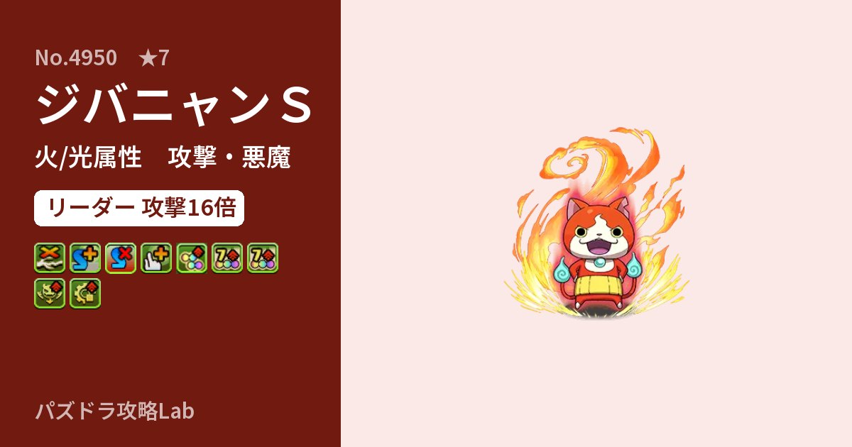【パズドラ】ジバニャンＳの性能・覚醒・スキルのアイキャッチ