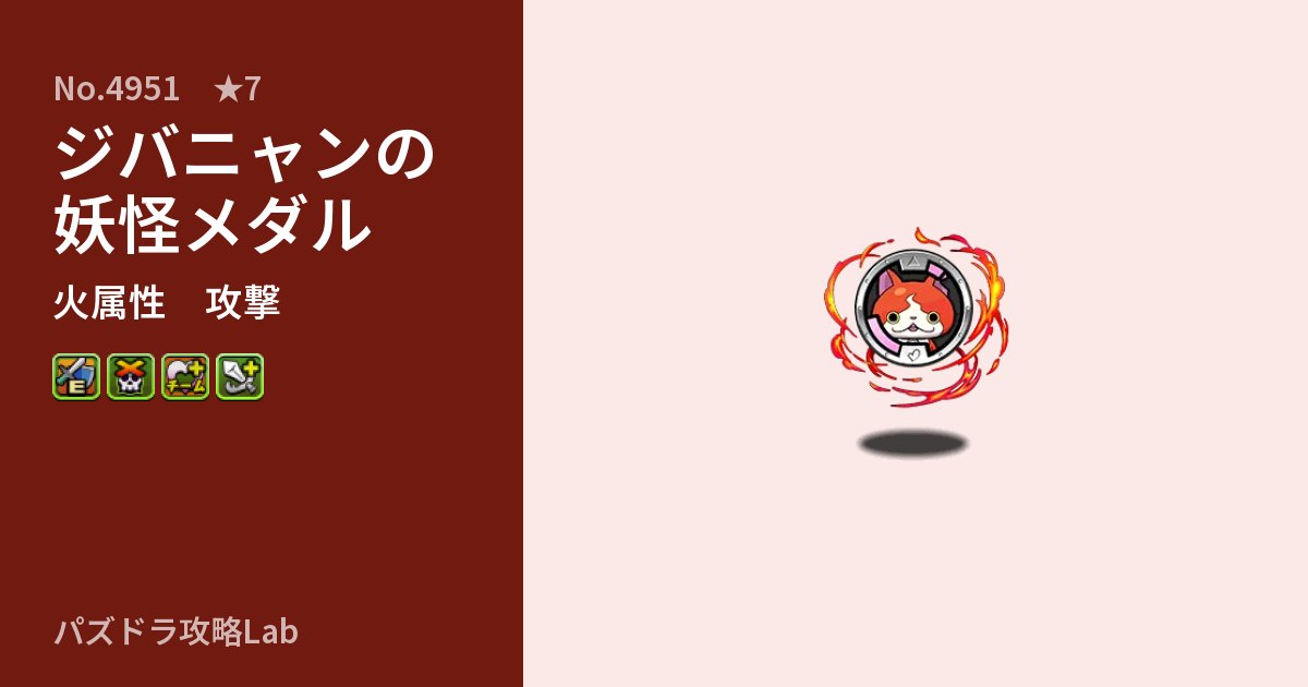 【パズドラ】ジバニャンの妖怪メダルの性能・覚醒・スキルのアイキャッチ