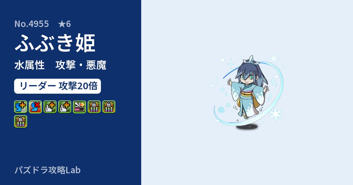 【パズドラ】ふぶき姫の性能・覚醒・スキルのアイキャッチ