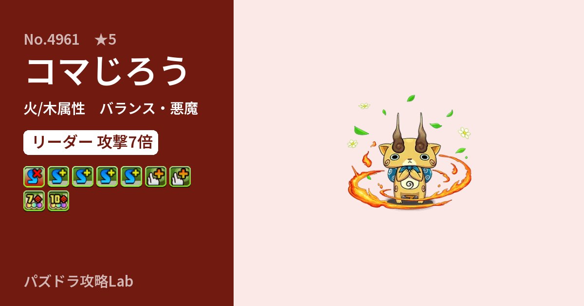【パズドラ】コマじろうの性能・覚醒・スキルのアイキャッチ