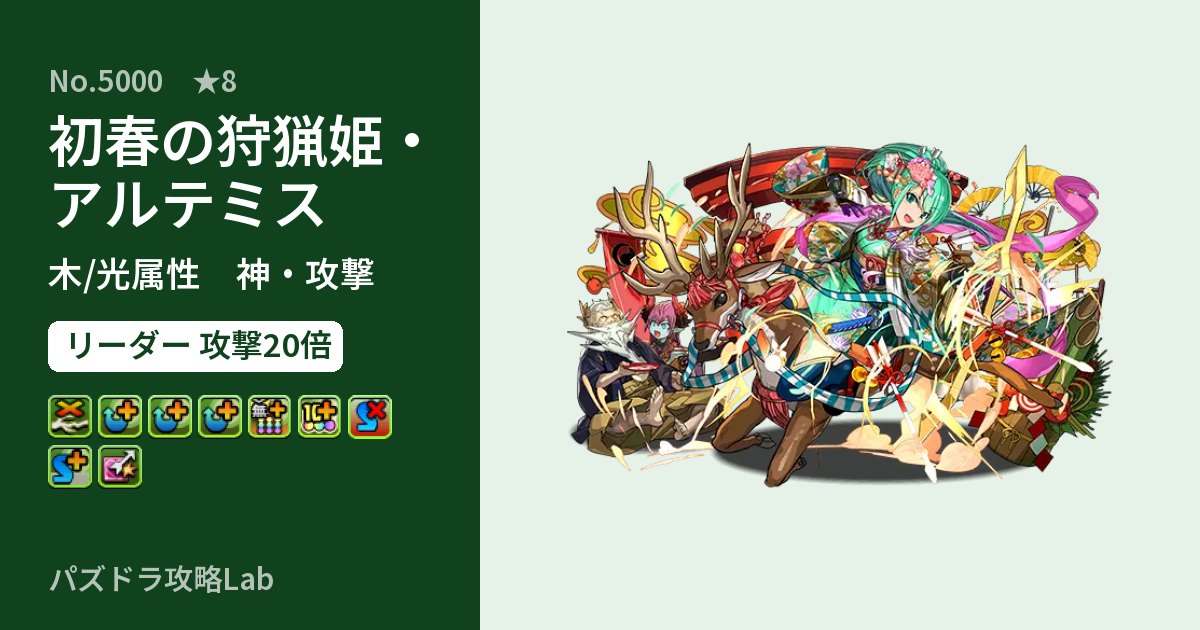 【パズドラ】初春の狩猟姫・アルテミスの性能・覚醒・スキルのアイキャッチ