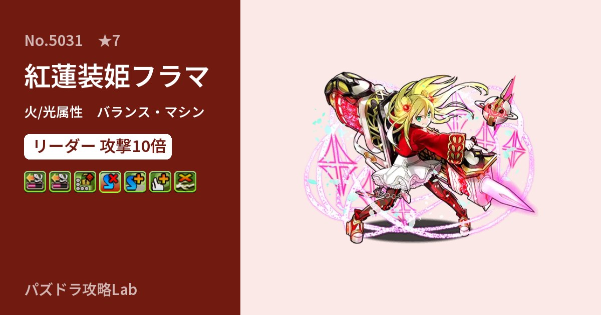 【パズドラ】紅蓮装姫フラマの性能・覚醒・スキルのアイキャッチ