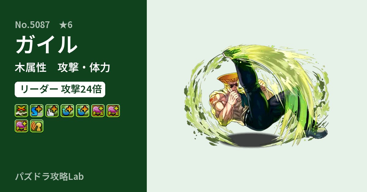 【パズドラ】ガイルの性能・覚醒・スキルのアイキャッチ