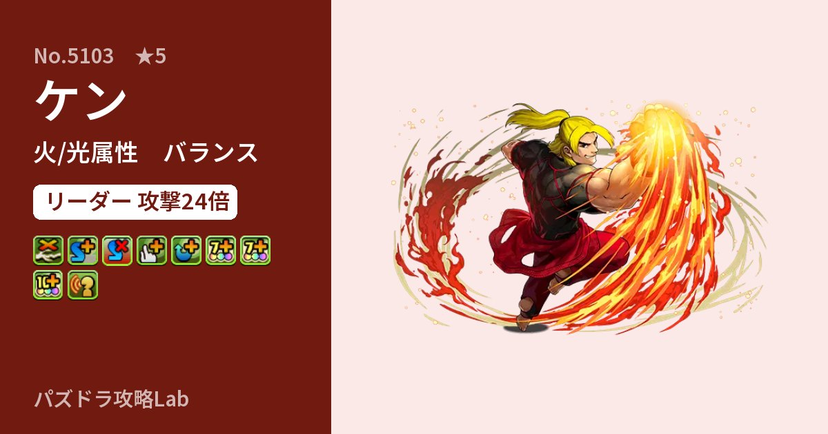 【パズドラ】ケンの性能・覚醒・スキルのアイキャッチ