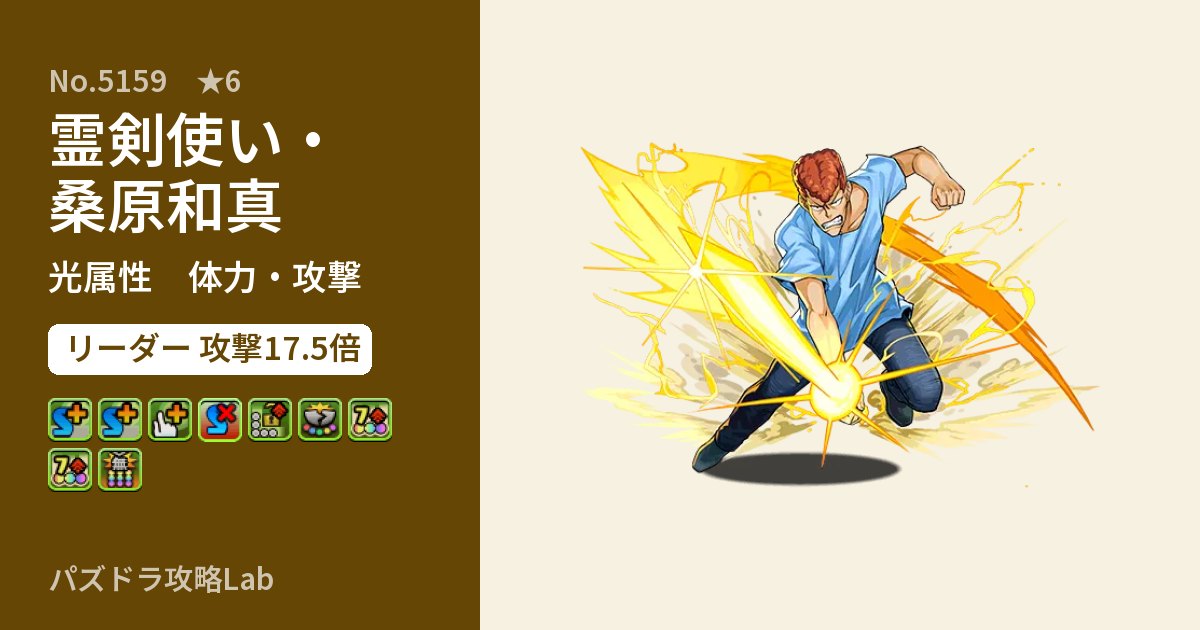 【パズドラ】霊剣使い・桑原和真の性能・覚醒・スキルのアイキャッチ