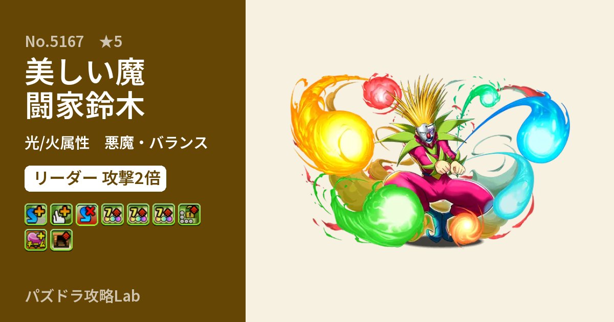 【パズドラ】美しい魔闘家鈴木の性能・覚醒・スキルのアイキャッチ