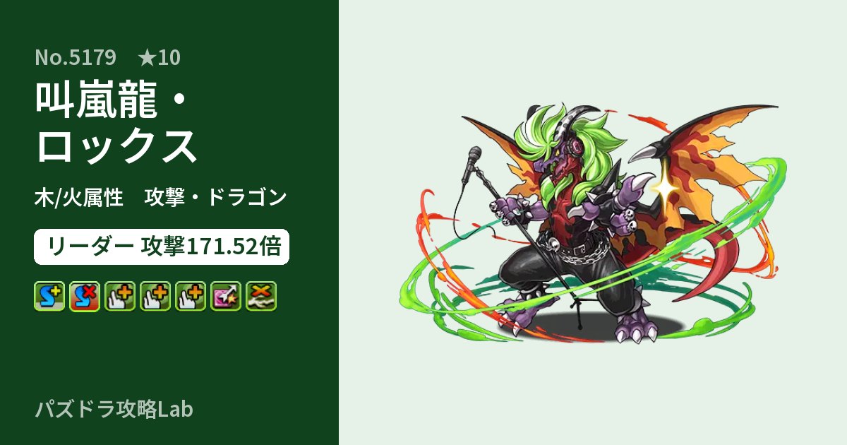 【パズドラ】叫嵐龍・ロックスの性能・覚醒・スキルのアイキャッチ