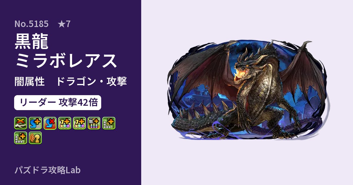 【パズドラ】黒龍 ミラボレアスの性能・覚醒・スキルのアイキャッチ