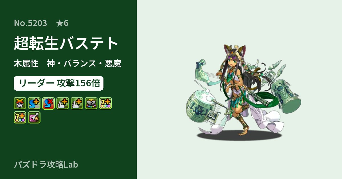 【パズドラ】超転生バステトの性能・覚醒・スキルのアイキャッチ