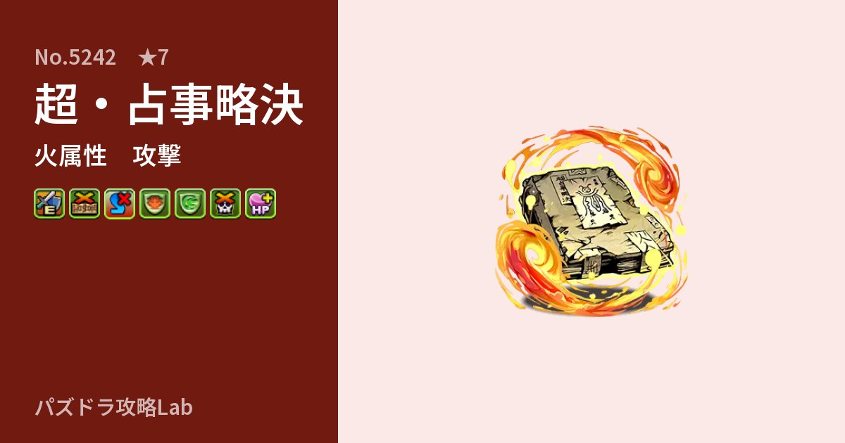 【パズドラ】超・占事略決の性能・覚醒・スキルのアイキャッチ