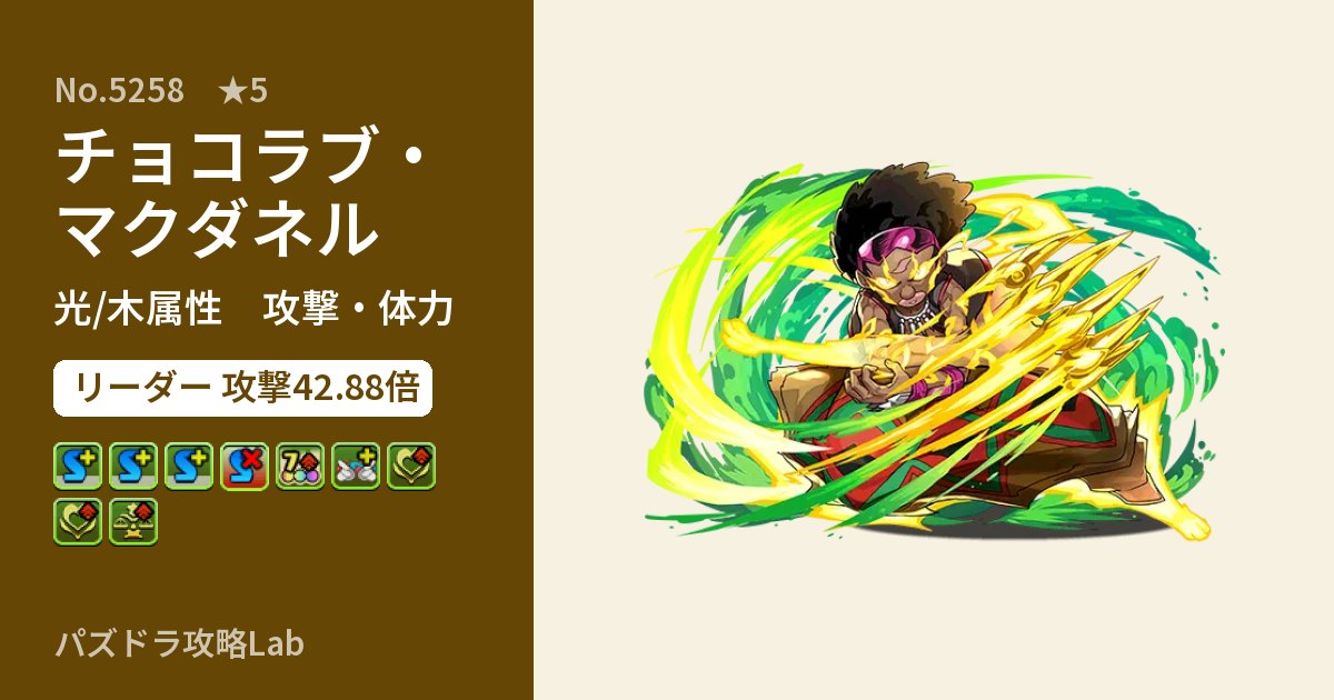 【パズドラ】チョコラブ・マクダネルの性能・覚醒・スキルのアイキャッチ