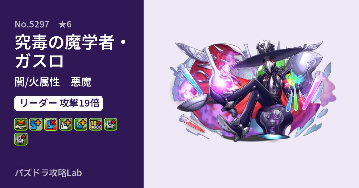 【パズドラ】究毒の魔学者・ガスロの性能・覚醒・スキルのアイキャッチ