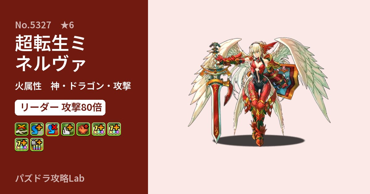 【パズドラ】超転生ミネルヴァの性能・覚醒・スキルのアイキャッチ