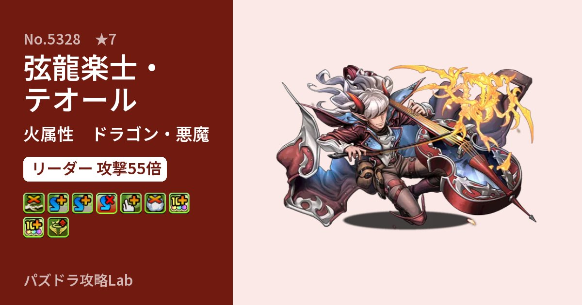 【パズドラ】弦龍楽士・テオールの性能・覚醒・スキルのアイキャッチ