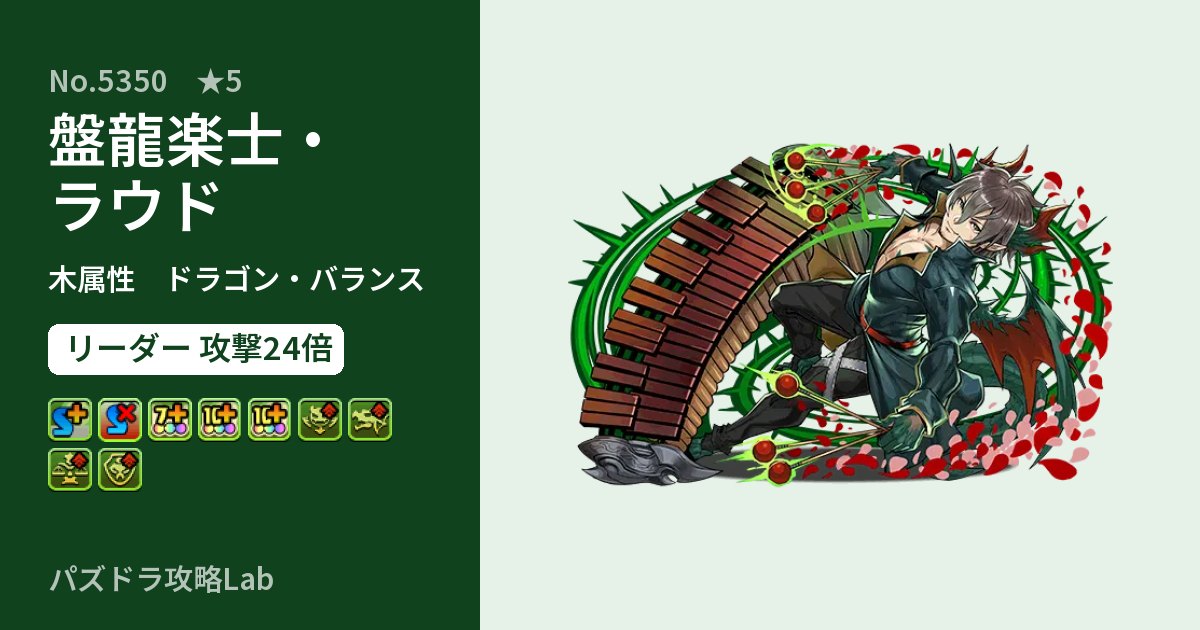 【パズドラ】盤龍楽士・ラウドの性能・覚醒・スキルのアイキャッチ