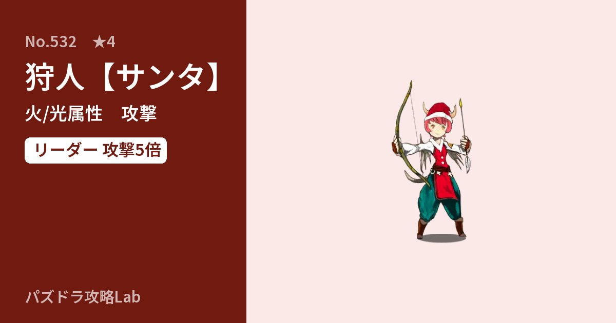 【パズドラ】狩人【サンタ】の性能・覚醒・スキルのアイキャッチ