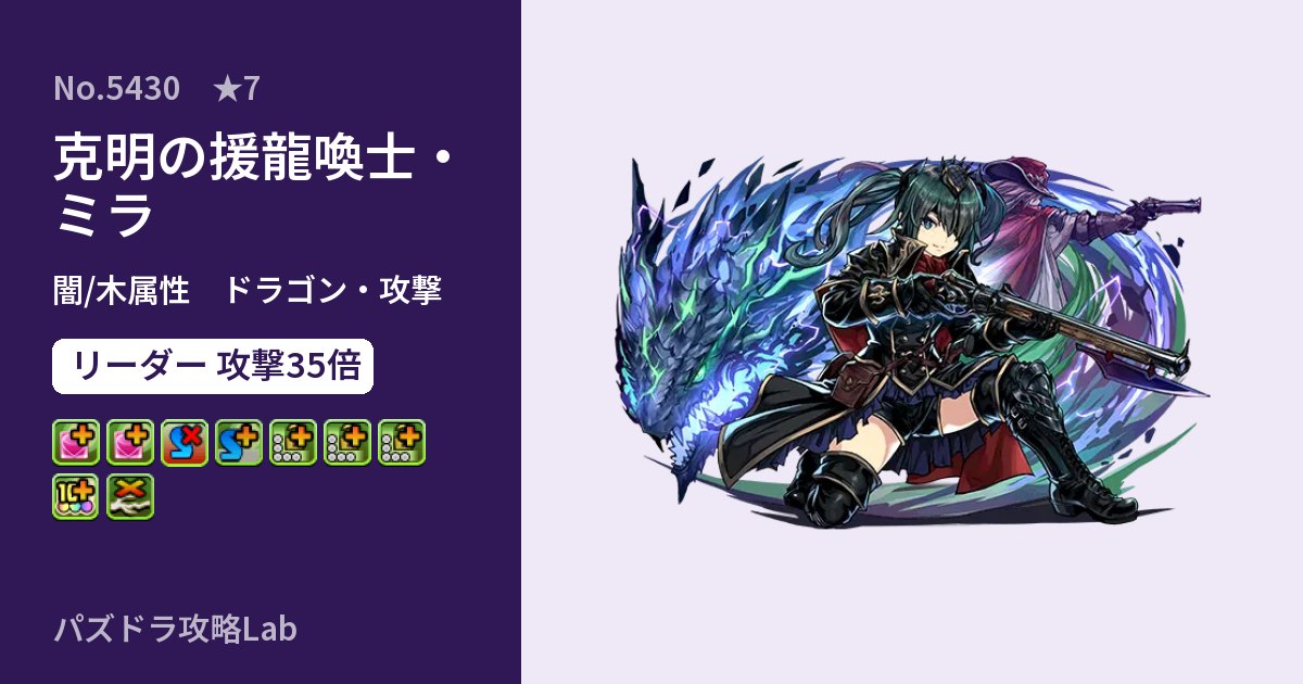 【パズドラ】克明の援龍喚士・ミラの性能・覚醒・スキルのアイキャッチ