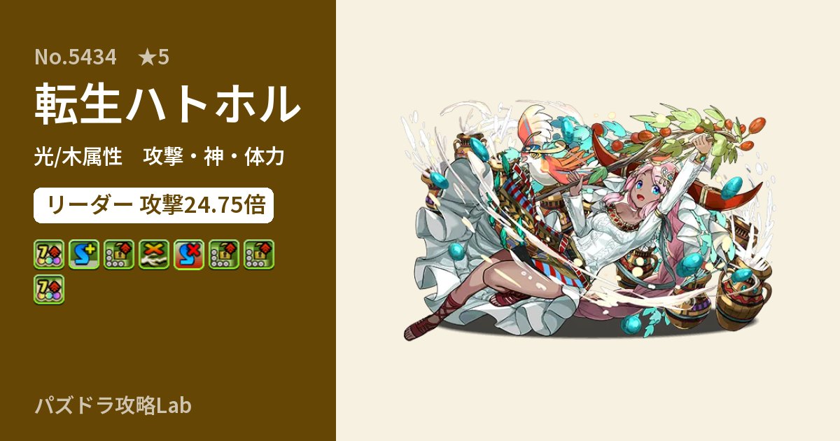 【パズドラ】転生ハトホルの性能・覚醒・スキルのアイキャッチ