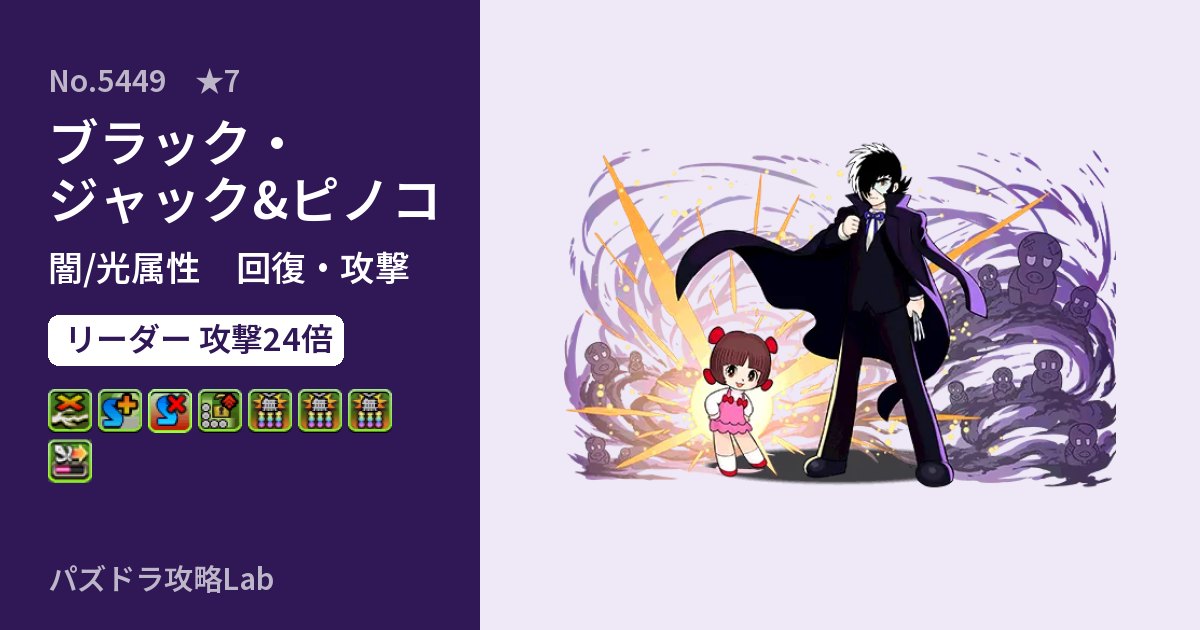 【パズドラ】ブラック・ジャック&ピノコの性能・覚醒・スキルのアイキャッチ