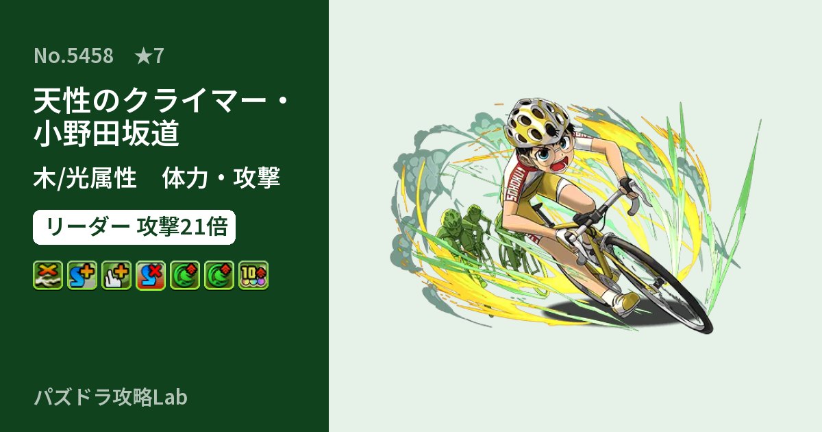 【パズドラ】天性のクライマー・小野田坂道の性能・覚醒・スキルのアイキャッチ