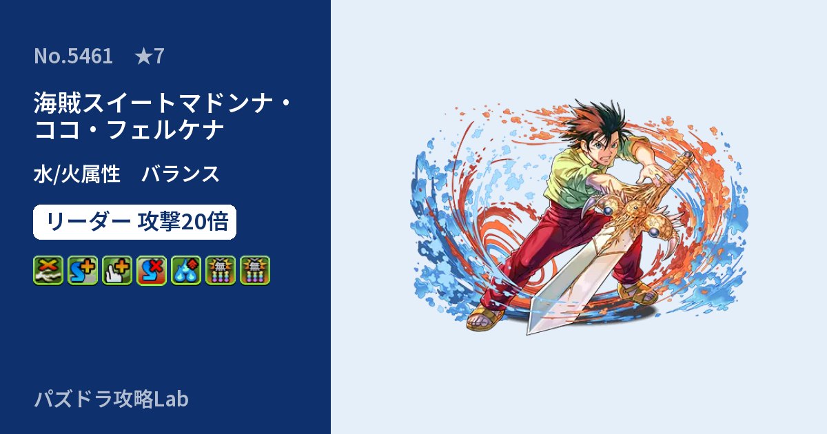 【パズドラ】海賊スイートマドンナ・ココ・フェルケナの性能・覚醒・スキルのアイキャッチ