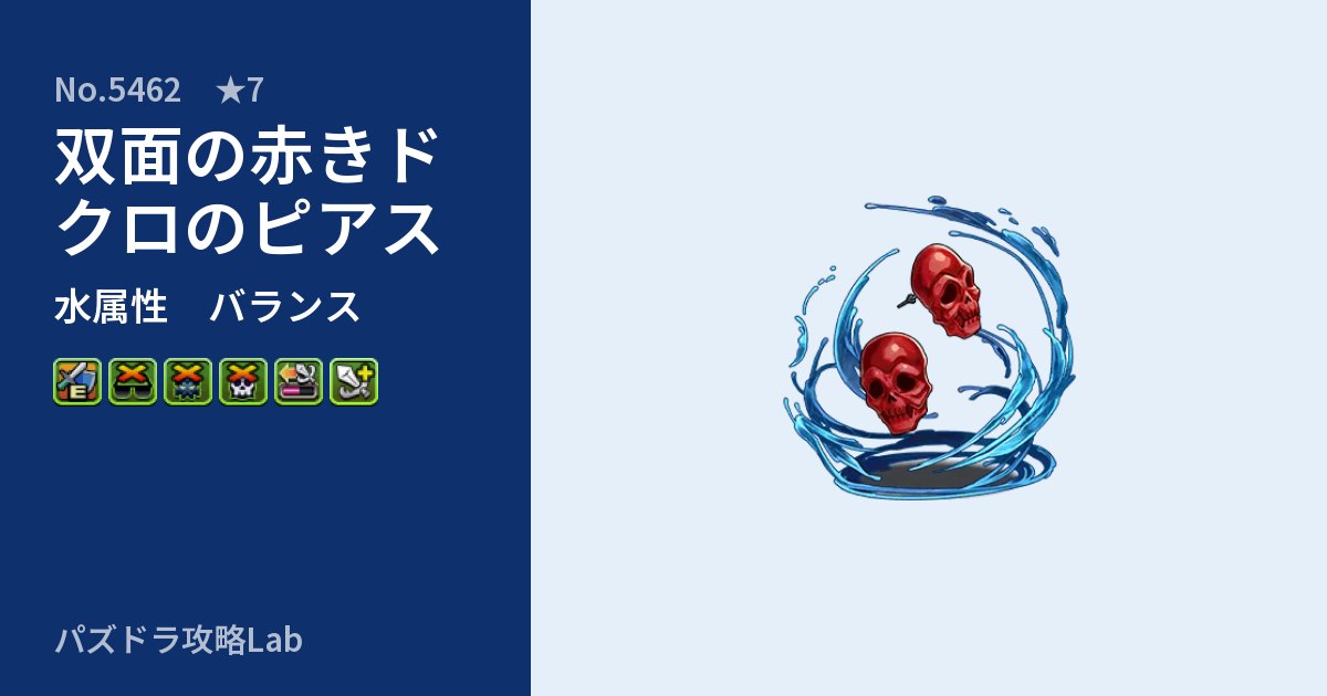 【パズドラ】双面の赤きドクロのピアスの性能・覚醒・スキルのアイキャッチ