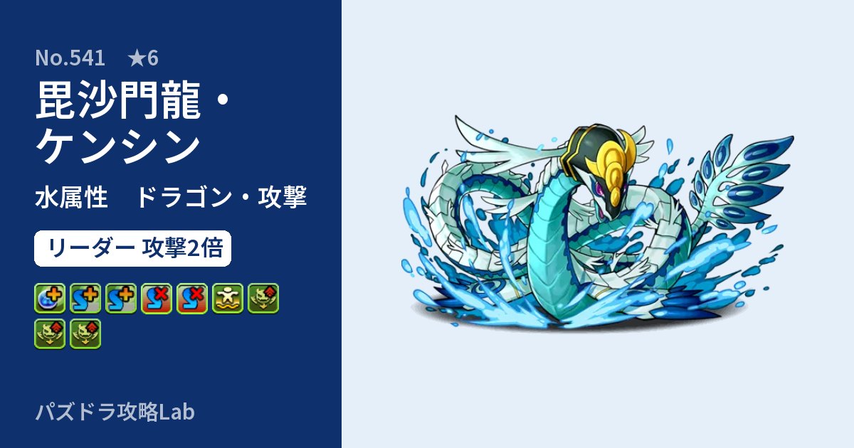 【パズドラ】毘沙門龍・ケンシンの性能・覚醒・スキルのアイキャッチ