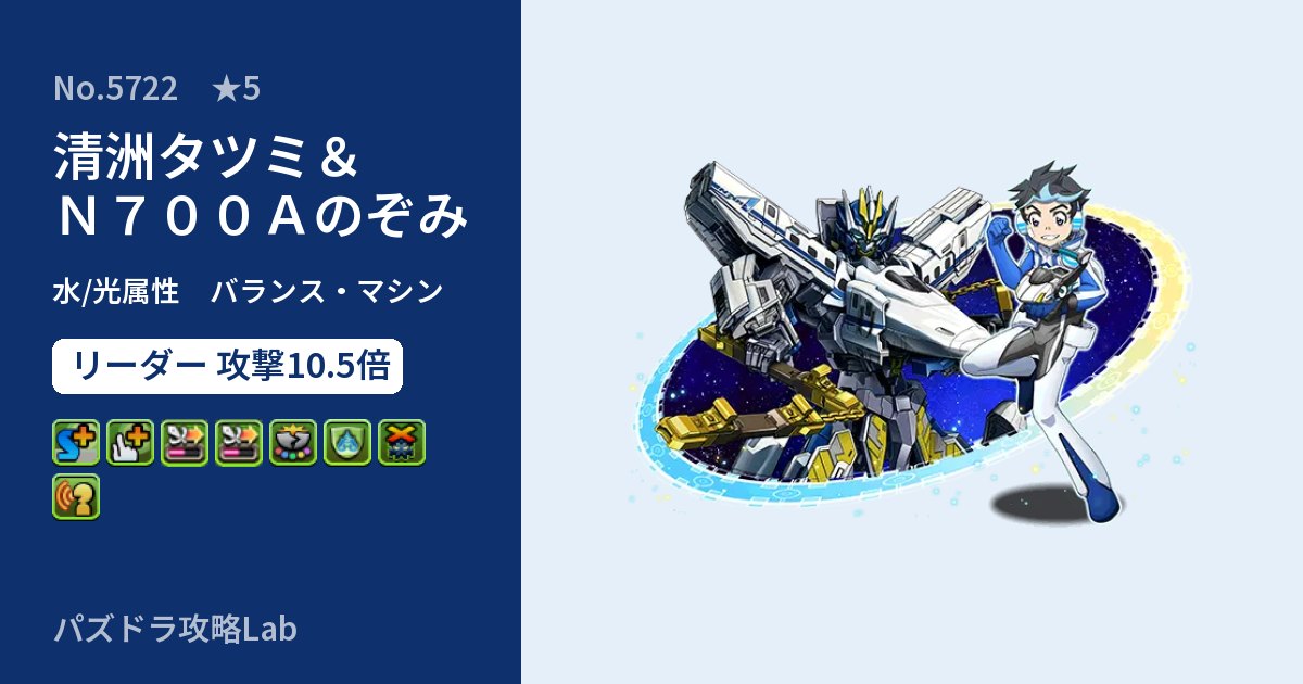 【パズドラ】清洲タツミ＆Ｎ７００Ａのぞみの性能・覚醒・スキルのアイキャッチ